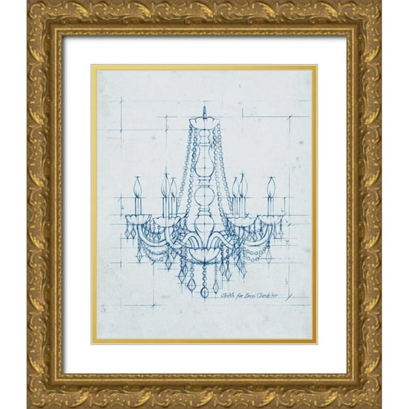 Harper, Ethan 12x14 Gold Ornate Wood Framed with Double Matting Museum Art Print Titled - Chandelier Draft IV