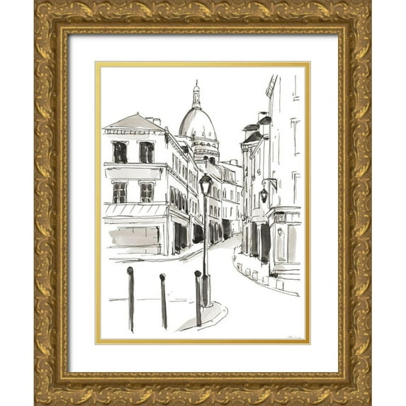 Harper, Ethan 12x14 Gold Ornate Wood Framed with Double Matting Museum Art Print Titled - Pen and Ink Travel Studies IV