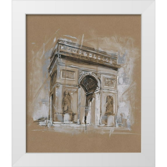 Harper, Ethan 12x14 White Modern Wood Framed Museum Art Print Titled - Brushwork Architecture Study I