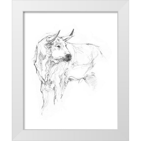 Harper, Ethan 12x14 White Modern Wood Framed Museum Art Print Titled - Bull Study II