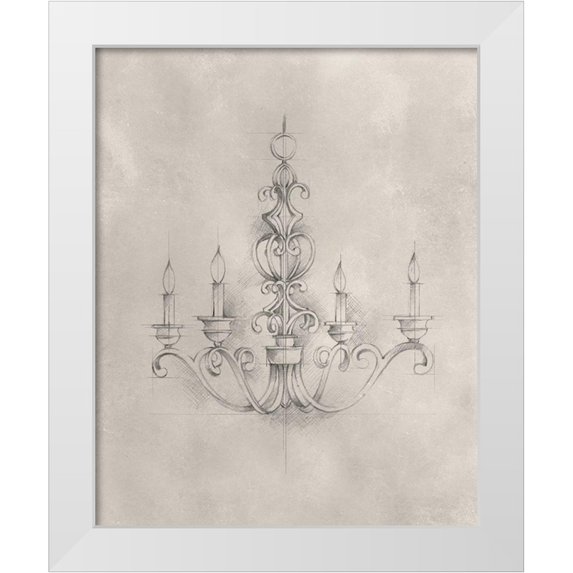 Harper, Ethan 12x14 White Modern Wood Framed Museum Art Print Titled - Chandelier Schematic III