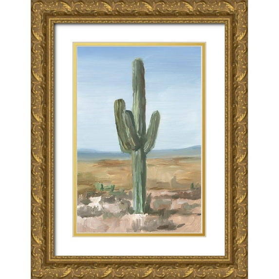 Harper, Ethan 13x18 Gold Ornate Wood Framed with Double Matting Museum Art Print Titled - Saguaro Cactus Study I