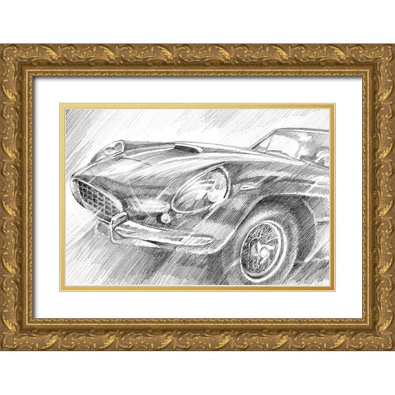 Harper, Ethan 14x11 Gold Ornate Wood Framed with Double Matting Museum Art Print Titled - Sports Car Study II