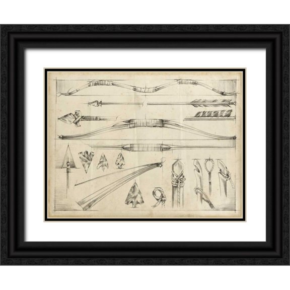 Harper, Ethan 14x12 Black Ornate Wood Framed with Double Matting Museum Art Print Titled - Arrow Schematic II