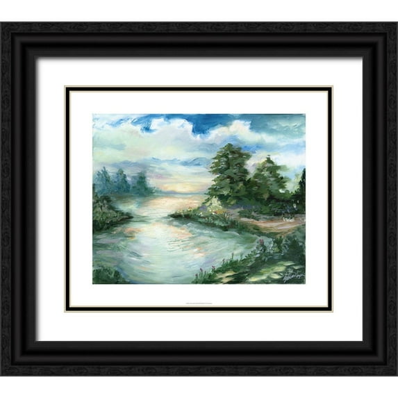 Harper, Ethan 14x12 Black Ornate Wood Framed with Double Matting Museum Art Print Titled - Cerulean Sunrise