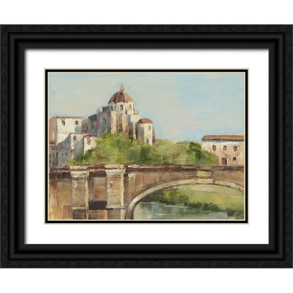Harper, Ethan 14x12 Black Ornate Wood Framed with Double Matting Museum Art Print Titled - European River Bank I
