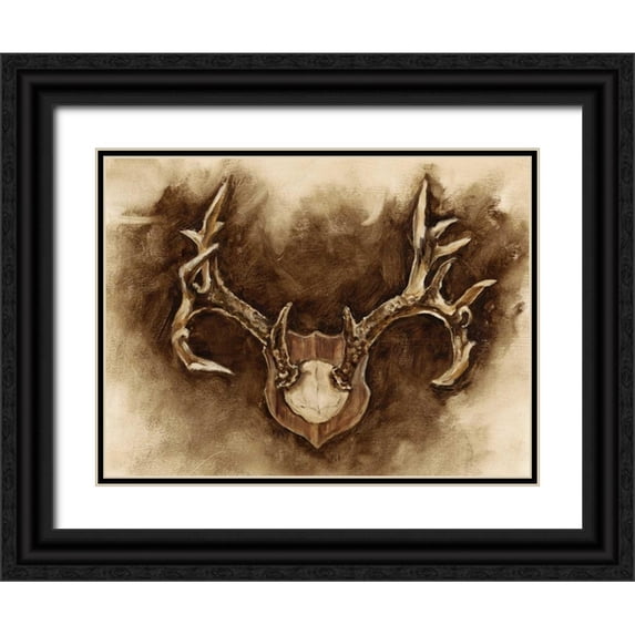 Harper, Ethan 14x12 Black Ornate Wood Framed with Double Matting Museum Art Print Titled - Rustic Antler Mount I