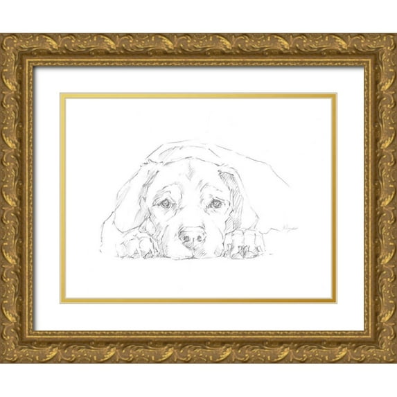 Harper, Ethan 14x12 Gold Ornate Wood Framed with Double Matting Museum Art Print Titled - Lazy Dog III