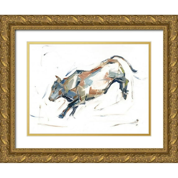 Harper, Ethan 14x12 Gold Ornate Wood Framed with Double Matting Museum Art Print Titled - Modern Bull Study II