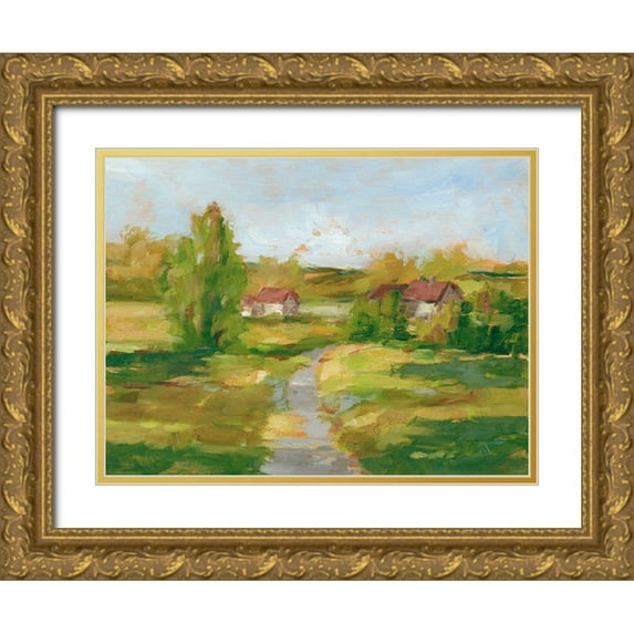 Harper, Ethan 14x12 Gold Ornate Wood Framed with Double Matting Museum Art Print Titled - Rural English Cottage II