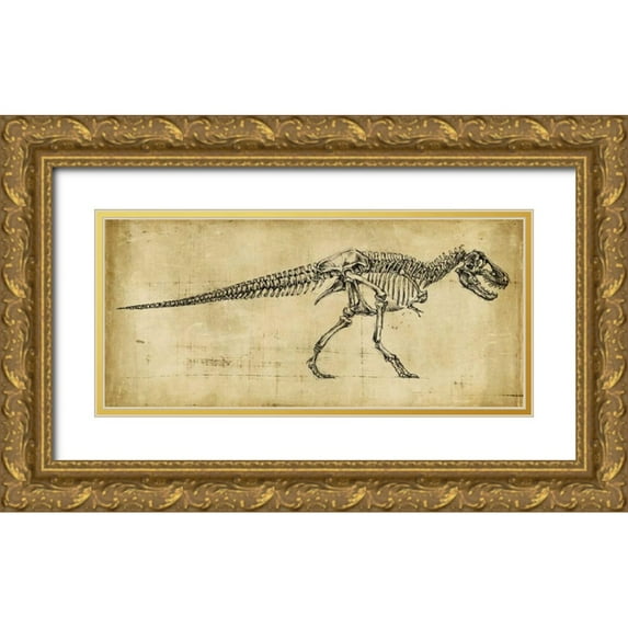 Harper, Ethan 14x9 Gold Ornate Wood Framed with Double Matting Museum Art Print Titled - Tyrannosaurus Rex Study
