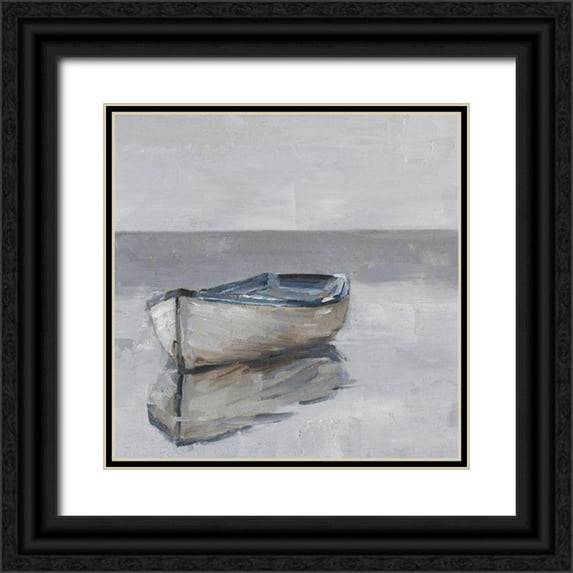 Harper, Ethan 15x15 Black Ornate Wood Framed with Double Matting Museum Art Print Titled - Boat on the Horizon IV