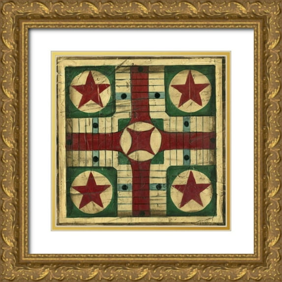 Harper, Ethan 15x15 Gold Ornate Wood Framed with Double Matting Museum Art Print Titled - Antique Parcheesi