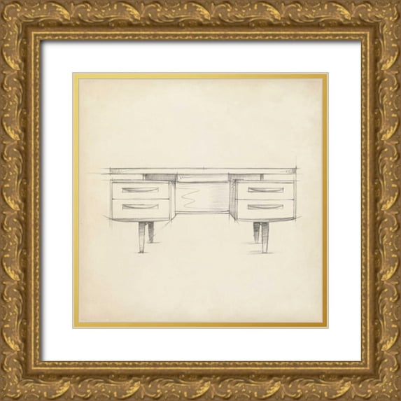 Harper, Ethan 15x15 Gold Ornate Wood Framed with Double Matting Museum Art Print Titled - Mid Century Furniture Design VI