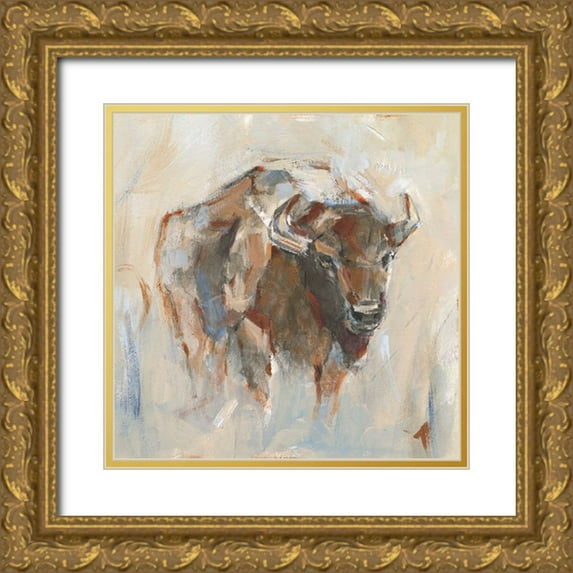 Harper, Ethan 15x15 Gold Ornate Wood Framed with Double Matting Museum Art Print Titled - Pastel Bison I