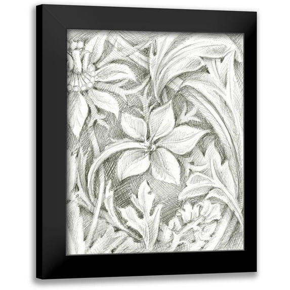 Harper, Ethan 15x18 Black Modern Framed Museum Art Print Titled - Floral Pattern Sketch III