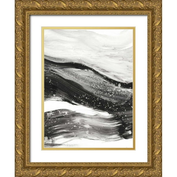 Harper, Ethan 15x18 Gold Ornate Wood Framed with Double Matting Museum Art Print Titled - Black Waves I