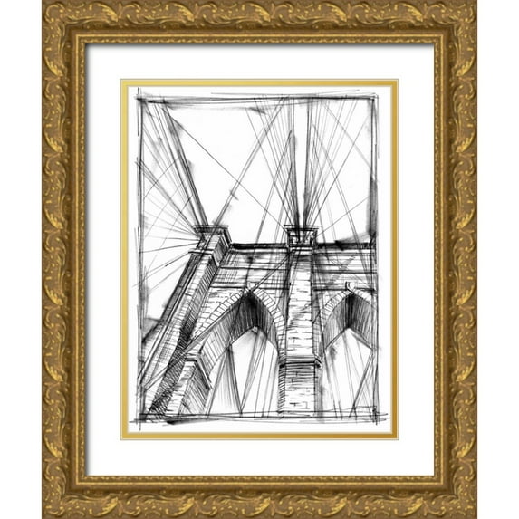 Harper, Ethan 15x18 Gold Ornate Wood Framed with Double Matting Museum Art Print Titled - Graphic Architectural Study III