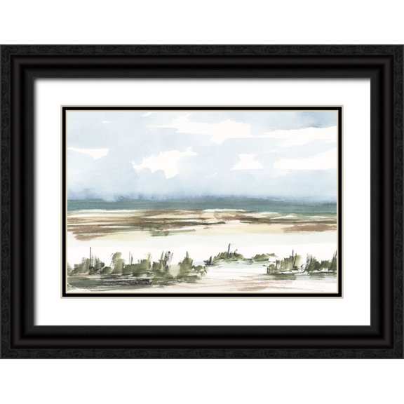 Harper, Ethan 18x13 Black Ornate Wood Framed with Double Matting Museum Art Print Titled - Coastal Wetlands Watercolor II