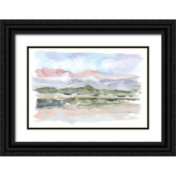 Harper, Ethan 18x13 Black Ornate Wood Framed with Double Matting Museum Art Print Titled - Mountain Watercolor V