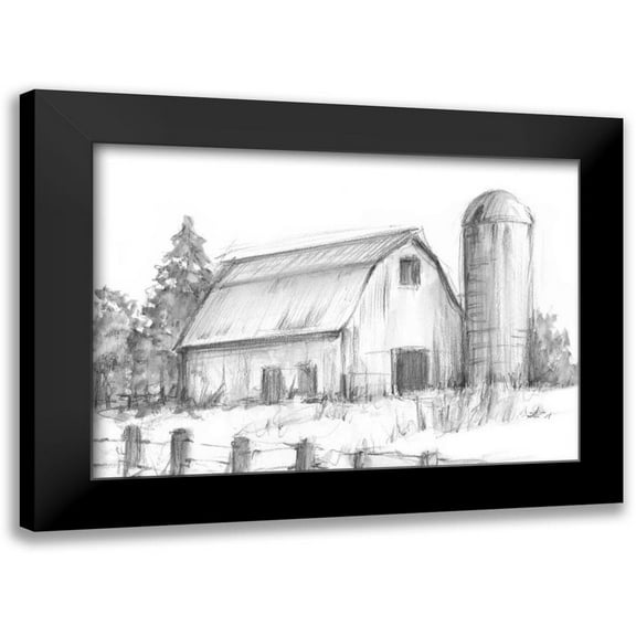 Harper, Ethan 18x14 Black Modern Framed Museum Art Print Titled - Black and White Barn Study I