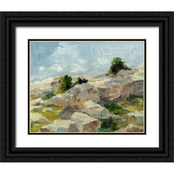 Harper, Ethan 18x15 Black Ornate Wood Framed with Double Matting Museum Art Print Titled - Impasto Mountainside I