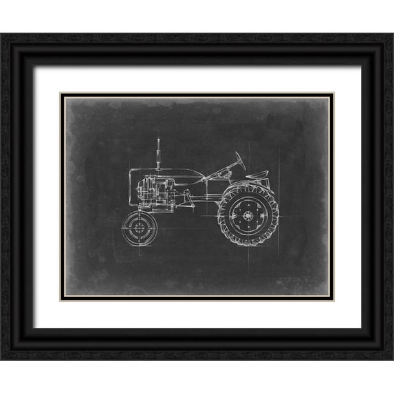 Harper, Ethan 18x15 Black Ornate Wood Framed with Double Matting Museum Art Print Titled - Tractor Blueprint III