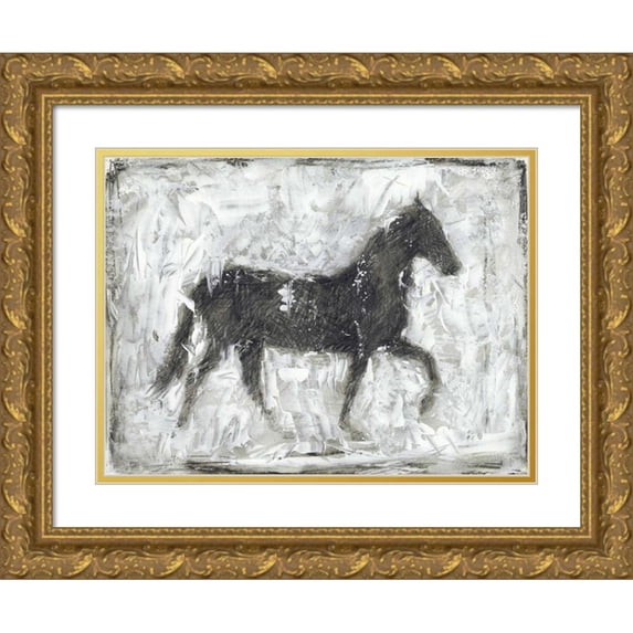 Harper, Ethan 18x15 Gold Ornate Wood Framed with Double Matting Museum Art Print Titled - Equine Silhouette I