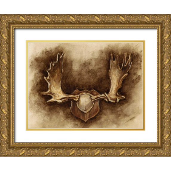 Harper, Ethan 18x15 Gold Ornate Wood Framed with Double Matting Museum Art Print Titled - Rustic Antler Mount II