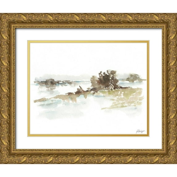Harper, Ethan 18x15 Gold Ornate Wood Framed with Double Matting Museum Art Print Titled - Turquoise Reflection II