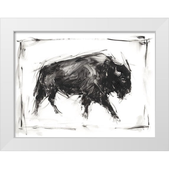 Harper, Ethan 18x15 White Modern Wood Framed Museum Art Print Titled - Dynamic Bison I