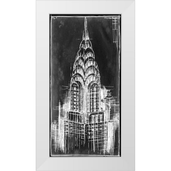 Harper, Ethan 18x32 White Modern Wood Framed Museum Art Print Titled - Custom Chrysler Blueprint (SUN)