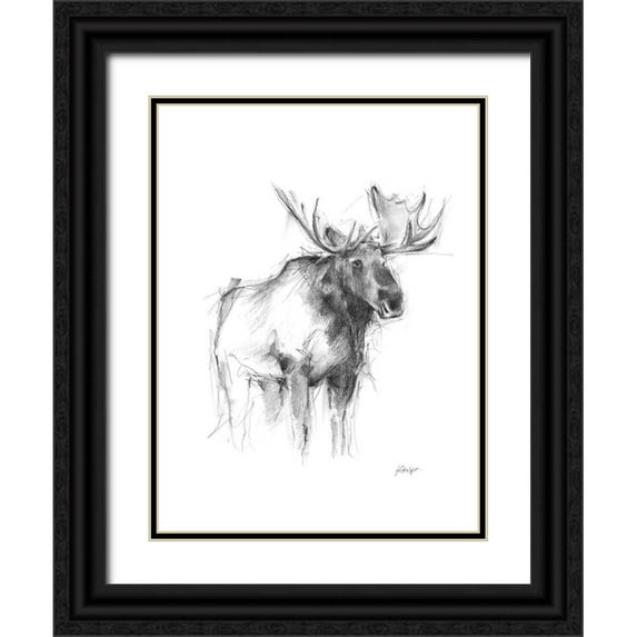Harper, Ethan 19x24 Black Ornate Wood Framed with Double Matting Museum Art Print Titled - Western Animal Sketch IV