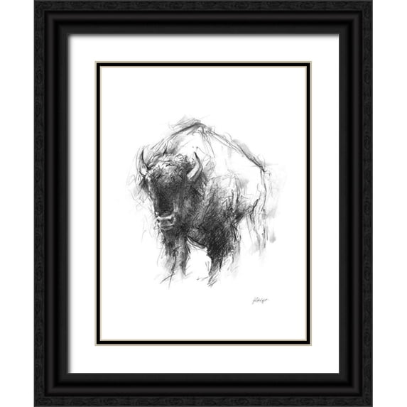 Harper, Ethan 19x24 Black Ornate Wood Framed with Double Matting Museum Art Print Titled - Western Animal Sketch I