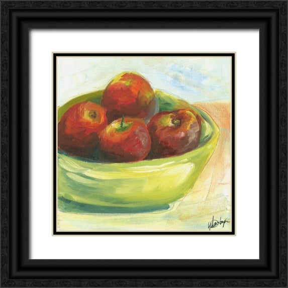 Harper, Ethan 20x20 Black Ornate Wood Framed with Double Matting Museum Art Print Titled - Bowl of Fruit III