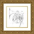 thumbnail image 1 of Harper, Ethan 20x20 Gold Ornate Wood Framed with Double Matting Museum Art Print Titled - French Horn Sketch, 1 of 4