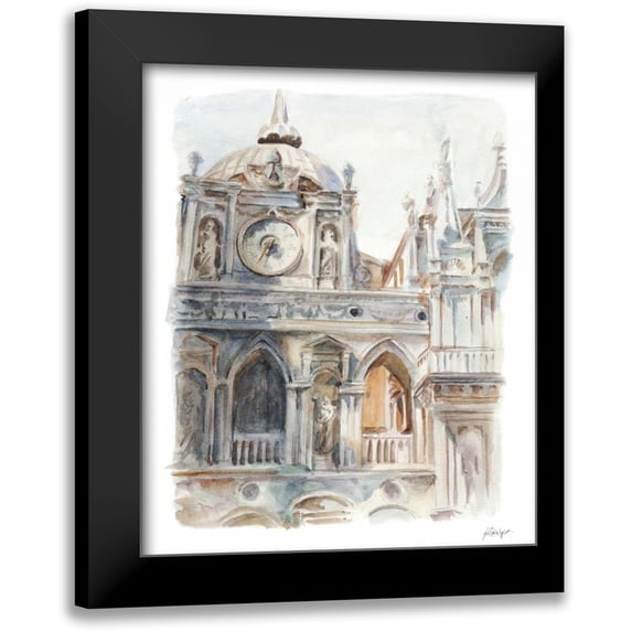 Harper, Ethan 20x24 Black Modern Framed Museum Art Print Titled - Architectural Watercolor Study II