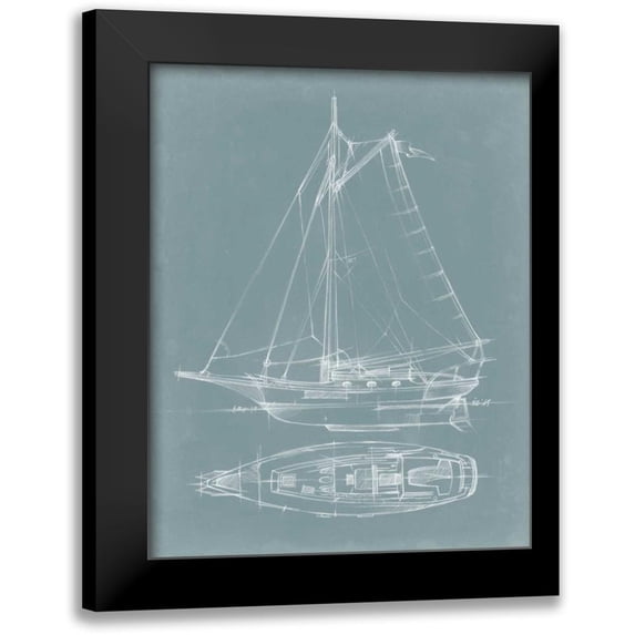 Harper, Ethan 20x24 Black Modern Framed Museum Art Print Titled - Yacht Sketches IV