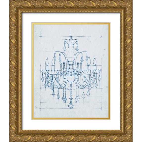 Harper, Ethan 20x24 Gold Ornate Wood Framed with Double Matting Museum Art Print Titled - Chandelier Draft I