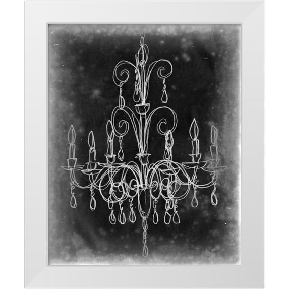 Harper, Ethan 20x24 White Modern Wood Framed Museum Art Print Titled - Chalkboard Chandelier Sketch II