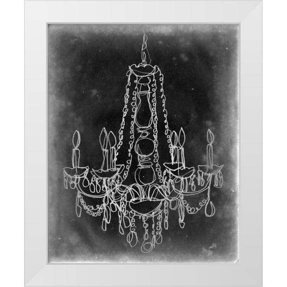 Harper, Ethan 20x24 White Modern Wood Framed Museum Art Print Titled - Chalkboard Chandelier Sketch I