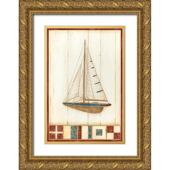 Harper, Ethan 23x32 Gold Ornate Wood Framed with Double Matting Museum Art Print Titled - Americana Yacht I