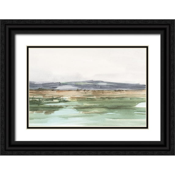 Harper, Ethan 24x17 Black Ornate Wood Framed with Double Matting Museum Art Print Titled - Serene Mountain View I