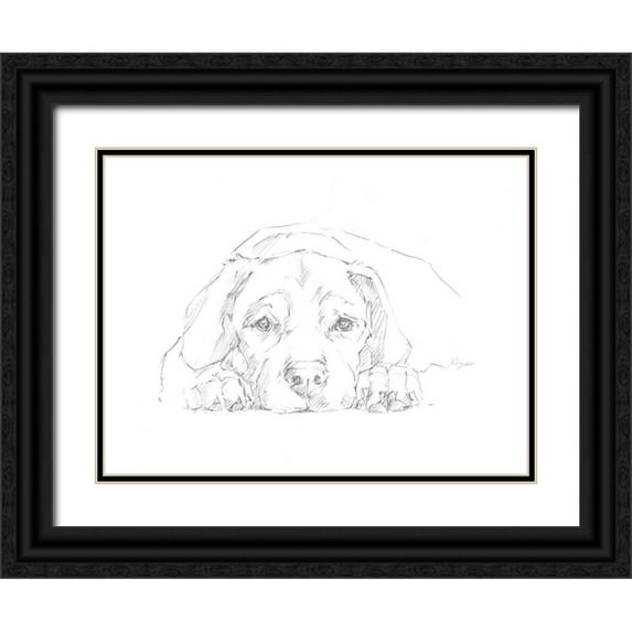 Harper, Ethan 24x19 Black Ornate Wood Framed with Double Matting Museum Art Print Titled - Lazy Dog III