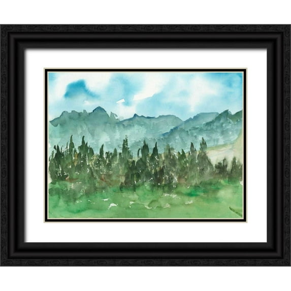 Harper, Ethan 24x19 Black Ornate Wood Framed with Double Matting Museum Art Print Titled - Stand of Evergreens II