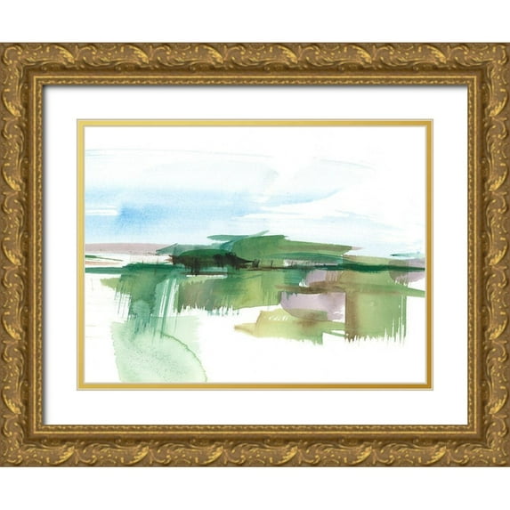 Harper, Ethan 24x19 Gold Ornate Wood Framed with Double Matting Museum Art Print Titled - Abstract Wetland III