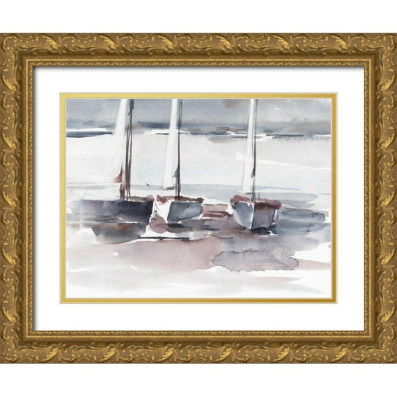 Harper, Ethan 24x19 Gold Ornate Wood Framed with Double Matting Museum Art Print Titled - Caribbean Sails II