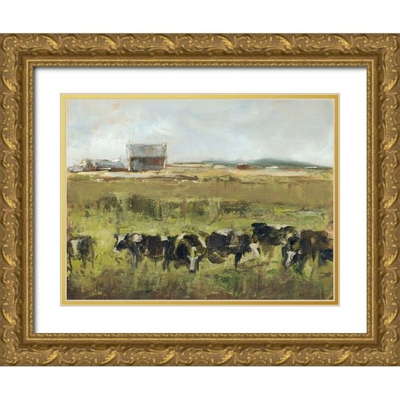 Harper, Ethan 24x19 Gold Ornate Wood Framed with Double Matting Museum Art Print Titled - Custom Out to Pasture I