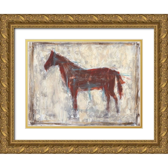 Harper, Ethan 24x19 Gold Ornate Wood Framed with Double Matting Museum Art Print Titled - Iron Equine I