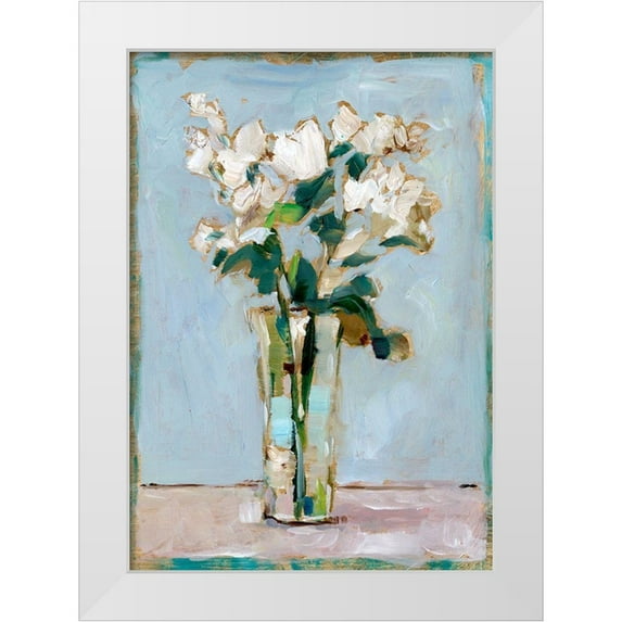 Harper, Ethan 24x32 White Modern Wood Framed Museum Art Print Titled - White Floral Arrangement I